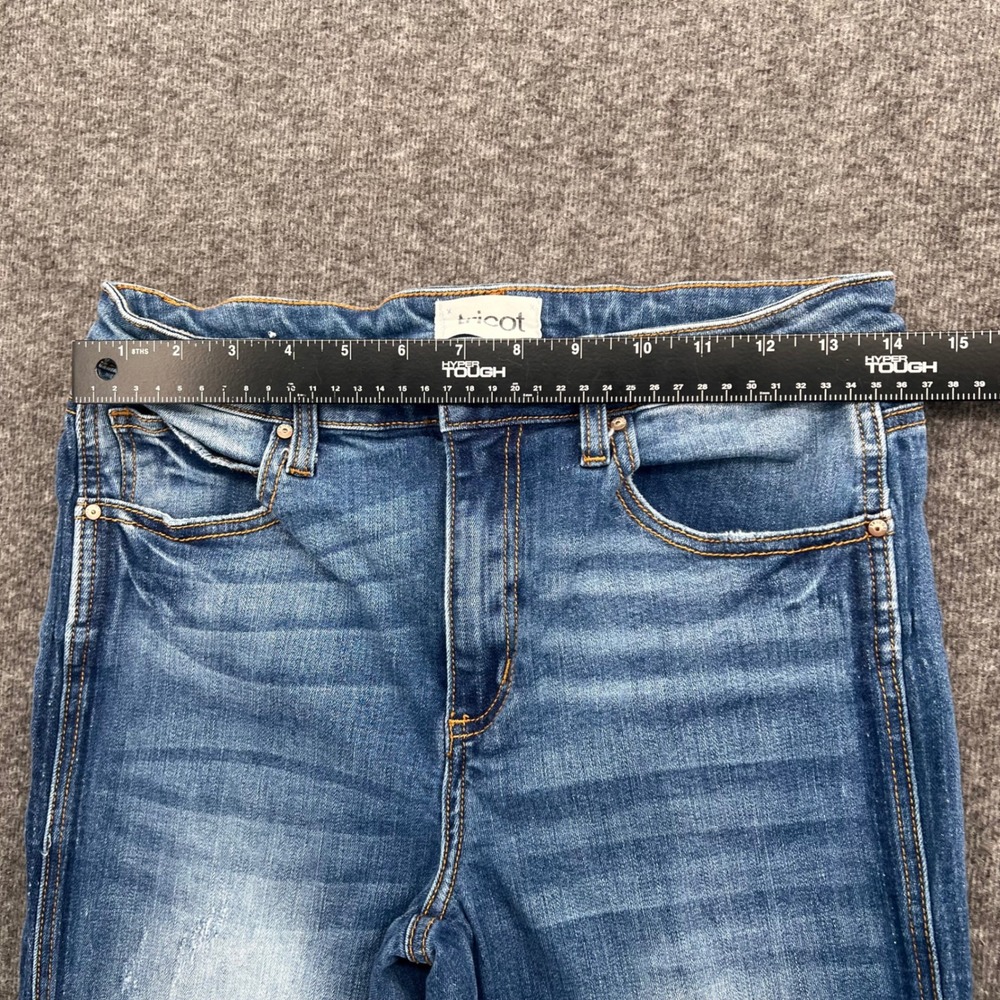 Tricot Womens High Rise Flare Jeans Medium Wash Frayed Fringe Hem Size 11/29 - Picture 12 of 16